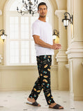 Men's Trendy Hamburger Soda Drinks Print Loose Pajama Pants, Stylish All-match Pants, Comfy & Breathable For Summer