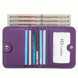 Snap Closure PU Leather Wallet: Multi-Slot, ID Window & Coin Pocket - Compact, Secure & Stylish