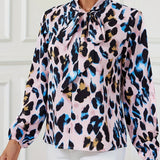 Women's Blouses Fashion Allover Print Bow Neck Blouse