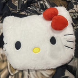 Sanrio Hello Kitty Plush Pillow - Soft, Fluffy & Cozy for Sofa, Bedside, Car | Cute Furry Nap & Decorative Cushion | Ideal Gift for Birthdays, Thanksgiving & Christmas