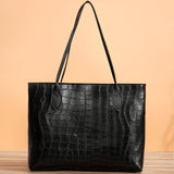 deanwangkt  Classic Large Capacity Tote Bag, Crocodile Embossed Shoulder Bag, Women's Versatile Bag For Work & Commute