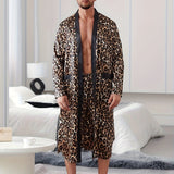 Mens Soft Leopard Pajama Set - Ultra-Soft and Gentle Fabric, Vibrant Premium Print Design, Cozy Sleep Robe and Matching Short - Latest Fashion Trend for Mens Comfort and Style