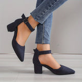 deanwangkt  Stylish Spring High Heels: Breathable Micro Suede, Secure Ankle Strap, Pointed Toe - All-Day Comfort & Versatility