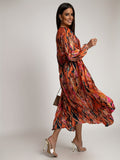 deanwangkt-1  Full Printed Surplice Neck Dress, Boho Long Sleeve Maxi Dress, Women's Clothing
