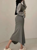 Twist Front Long Sleeve Trumpet Dress, Casual Turtle Neck Slim Dress For Spring & Fall, Women's Clothing