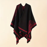 Slit Warm Large Shawl Casual Windproof Shawl Sunscreen Wrap Fashion Print Shawl Cape For Women