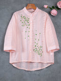 Eyelet Floral Blouse, Elegant Button Front Blouse For Spring & Summer, Women's Clothing