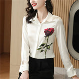 Fashion Plus Size Shirts Designer Tops Women's Lapel Runway Button Shirt Long Sleeve Spring Autumn Winter Office Ladies Printed Blouses Back to School Top