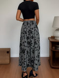 Floral Print Ruffle Hem Skirt, Elegant High Waist Maxi Skirt, Women's Clothing