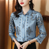 Fashion Plus Size Shirts Designer Tops Women's Lapel Runway Button Shirt Long Sleeve Spring Autumn Winter Office Ladies Printed Blouses Back to School Top