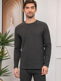 Stay Warm & Stylish: Men's Solid Color Thermal Crew Neck Top – Soft, Stretchy, Durable Knit for Winter