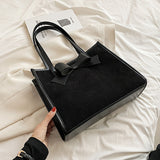 deanwangkt  Bow Decor Tote Bag, Elegant Solid Color Handbag Women's Stylish Shoulder Bag For Work & School