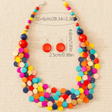 1 Pair Of Earrings + 1 Necklace Boho Style Jewelry Set Made Of Wooden Plates Match Daily Outfits Pick A Color U Prefer