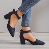 deanwangkt  Stylish Spring High Heels: Breathable Micro Suede, Secure Ankle Strap, Pointed Toe - All-Day Comfort & Versatility