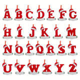 1PC Christmas Tree Decoration Letter Pendant - DIY Chevron Board Material Indoor Christmas Decorations with 26 Christmas Hat Letter for New Year Decorations