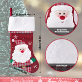 No Feather Custom Embroidered Polyester Christmas Stockings, Classic Style, Festive Holiday Decor with Elderly Snowman, Penguin, and Reindeer Designs for Home & Kitchen Use