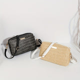 Woven Elegant Crossbody Bag, Zipper Holiday Vacation Beach Bag With Adjustable Strap