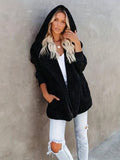 Hooded Teddy Coat, Casual Long Sleeve Winter Warm Outerwear, Women's Clothing