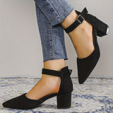 deanwangkt  Stylish Spring High Heels: Breathable Micro Suede, Secure Ankle Strap, Pointed Toe - All-Day Comfort & Versatility