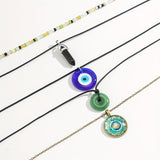 Bohemian Style Beads Crystal Eye Heart Pendant Mixed & Match Necklace Set For Women Jewelry Ornament