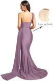 Simple Designed One Shoulder Bridesmaid Dresses Elegant  New Satin Pleats Floor Length Maid of Honor Gowns Plus Size Custom Made Robes BM5015