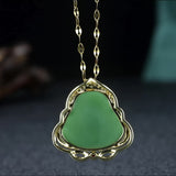 1pc Retro Imitation Jade Buddha Pendant Necklace Classic Versatile Synthetic Gems Pendant Jewelry Luck Accessories For Daily Wear, Gift For Friends