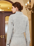 Plaid Button Front Fall & Winter Jacket, Elegant Long Sleeve Outerwear, Women's Clothing