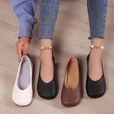 Chic Lightweight Mary-jane Flats for Women - All-Season Elegant Slip-On Work Shoes in Solid Color