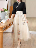 High Waist Embroidered Skirt, Ethnic Style Retro Casual Skirt, Women's Clothing