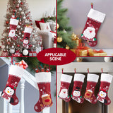 No Feather Custom Embroidered Polyester Christmas Stockings, Classic Style, Festive Holiday Decor with Elderly Snowman, Penguin, and Reindeer Designs for Home & Kitchen Use