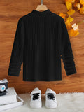 Kid's Casual Turtleneck Sweater, Cable Knit Pullover, Causal Long Sleeve Top, Boy's Clothes For Spring Fall Winter