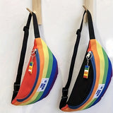 Rainbow Design Fanny Pack, Trendy Chest Bag, Women's Casual Crossbody Bag For Outdoor