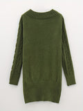 V Neck Cable Knitted Dress, Casual Long Sleeve Bodycon Dress For Fall & Winter, Women's Clothing