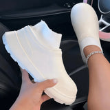 deanwangkt - White Casual Living Patchwork Solid Color Round Keep Warm Comfortable Flats Shoes