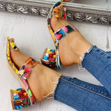 deanwangkt - Colour Casual Patchwork Round Out Door Wedges Shoes