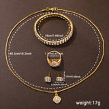 7pcs/set Women's Watch Luxury Rhinestone Quartz Watch Hiphop Fashion Analog Wrist Watch & Jewelry Set, Gift For Mom Her