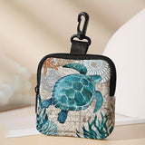 Multi-Pocket Turtle Print Hanging Coin Purse - Spacious Key Card Holder, Mini Earphone Storage Bag, Durable Polyester Material, Stylish Accessory for Daily Use