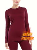 Seamless Thermal Underwear Set, Long Sleeve Crew Neck Tops & Pants, Women's Loungewear & Underwear