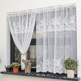 1pc Delicate Lace Small Flower Curtain Tier - Elegant Rod Pocket Design for Fresh Decor, Blocks Cabinet View, Perfect for Living Room, Bedroom, Kitchen, Window and Door Decoration