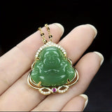 1pc Retro Imitation Jade Buddha Pendant Necklace Classic Versatile Synthetic Gems Pendant Jewelry Luck Accessories For Daily Wear, Gift For Friends