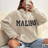 Letter Print Kangaroo Pocket Hoodie, Casual Long Sleeve Hoodie Sweatshirt, Women's Clothing