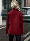 Solid Button Decor Jacket, Casual Open Front Long Sleeve Outerwear, Women's Clothing