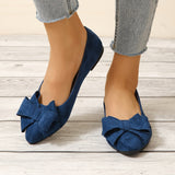 Womens Bowknot Flat Shoes - Lightweight & Comfortable Slip-Ons - Solid Color Casual Style for Everyday Fashionistas