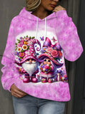 Women's Cute 3D Floral Fantasy Hoodie with Pocket - Polyester Blend Long Sleeve Pullover with Hood - Casual Knit Fabric Fashion Hooded Sweatshirt for All Seasons - Vivid Christmas Pattern Design