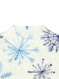 Women's Christmas Snowflake Print Pullover Sweater - 100% Polyester Knit Fabric, Stand Collar, All Season Comfort, Young Style