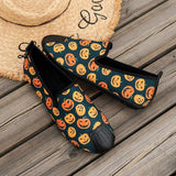 deanwangkt - Halloween Cream White Casual Patchwork Printing Round Comfortable Flats Shoes