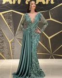 Arabic Aso Ebi Mermaid Sexy Evening Dresses Beaded Lace Long Formal Party Second Reception Birthday Gowns Plus Size