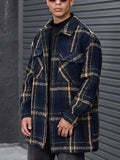 Stylish Plus Size Men's Plaid Jacquard Button-Up Jacket - Versatile & Fashionable, Perfect for Fall/Winter, PLUS SIZE, for Winter, Autumn, Spring