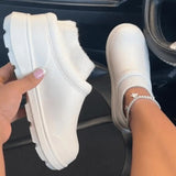 deanwangkt - White Casual Living Patchwork Solid Color Round Keep Warm Comfortable Flats Shoes