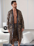 Mens Soft Leopard Pajama Set - Ultra-Soft and Gentle Fabric, Vibrant Premium Print Design, Cozy Sleep Robe and Matching Short - Latest Fashion Trend for Mens Comfort and Style